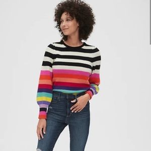 Gap Rainbow/black and white striped sweater